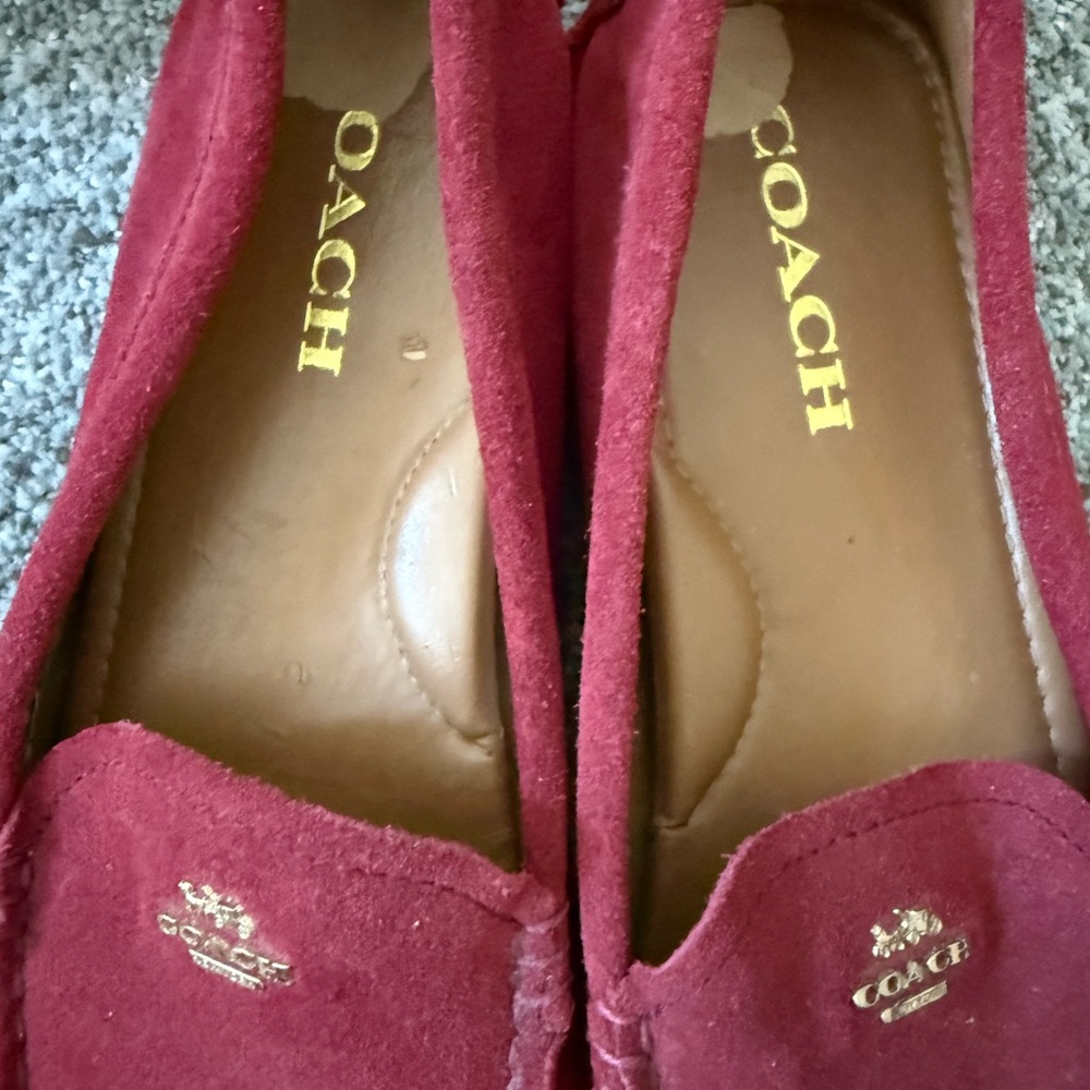Coach Red Suede Moccasin Loafers women’s size 7 - Picture 3 of 9